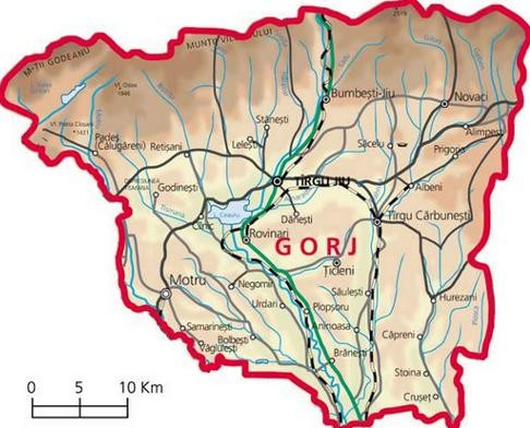 Harta județului Gorj