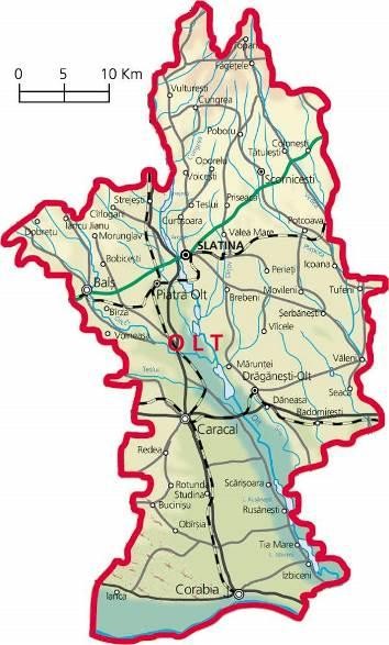 Harta județului Olt